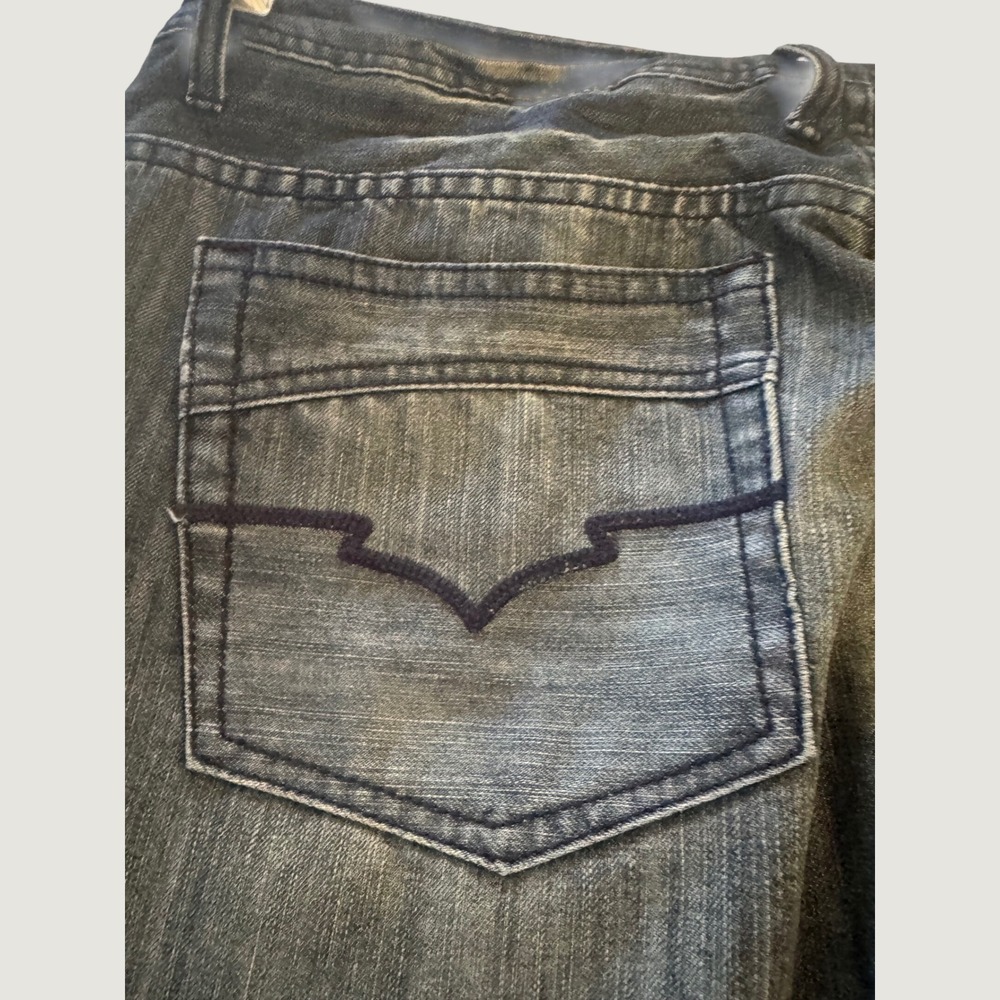 Buffalo David Bitton Jeans Mens 40 Blue Dark Wash Whiskered Bootcut Denim - Picture 5 of 11